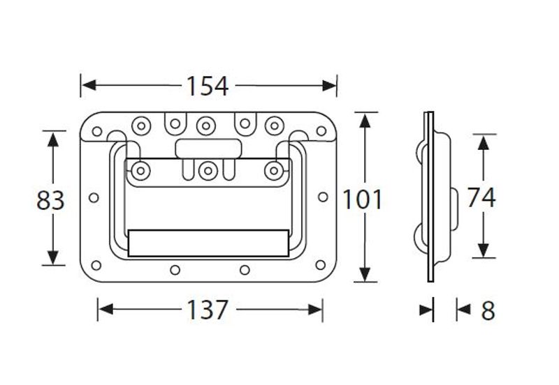 Adam Hall 34082A Fliphåndtak Medium Aluminium
