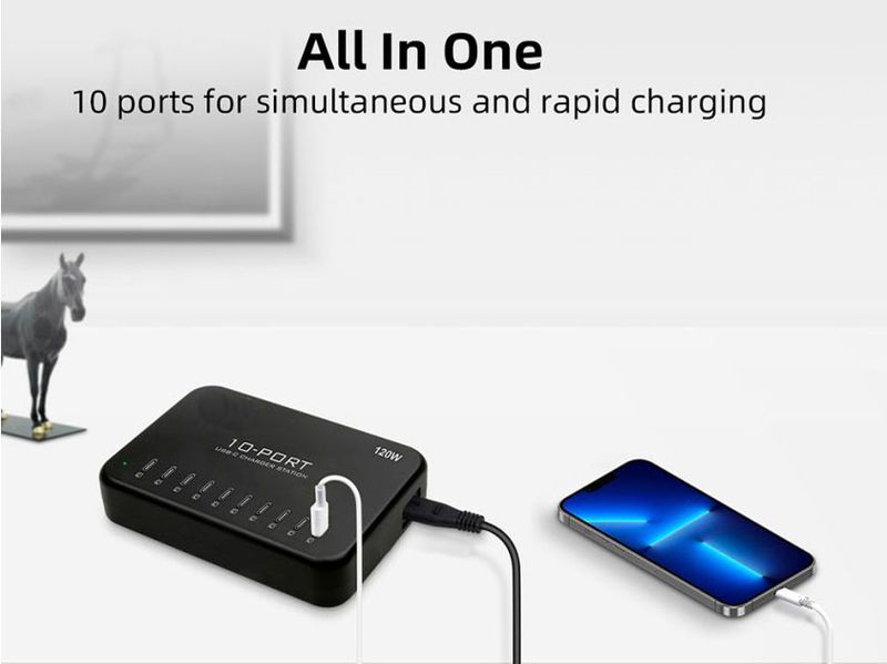10 Port USB-C Lader 200w